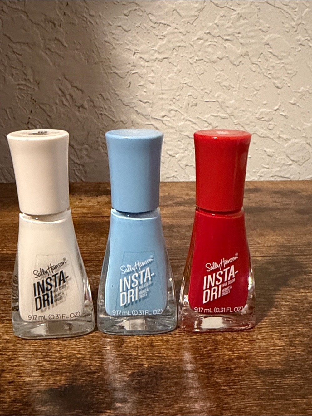 Sally Hansen Insta-Dri Nail Polish Set - White, Light Blue, Red